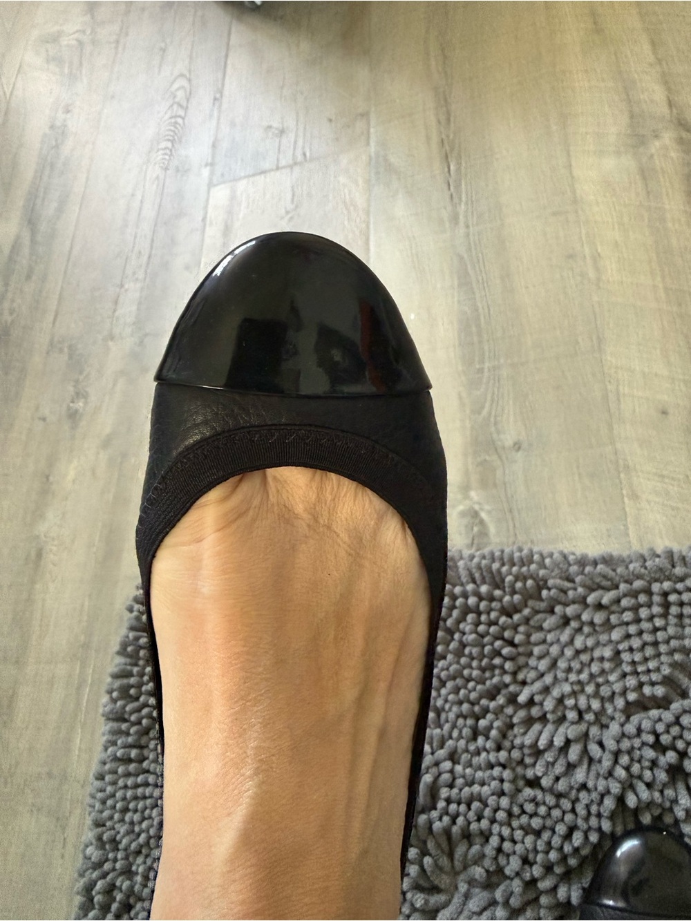 Coach Black Leather Cap-Toe Ballet Flats - Picture 4 of 4